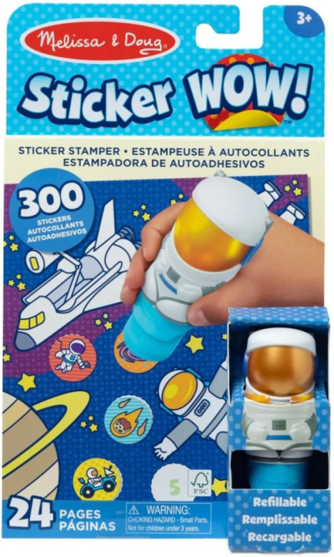 STICKER WOW! STEMPELKI Z NAKLEJKAMI ASTRONAUTA KOSMOS Melissa & Doug