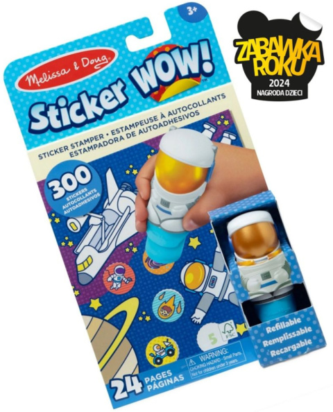 STICKER WOW! STEMPELKI Z NAKLEJKAMI ASTRONAUTA KOSMOS Melissa & Doug