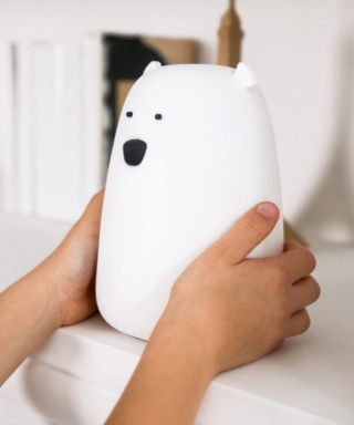 Rabbit & Friends Lampka Silikonowa z Pilotem Miś Duży Biały