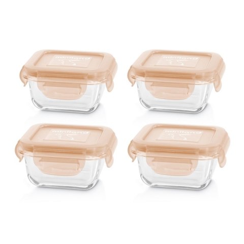 Pojemniki szklane kwadratowe ECO-friendly 4x160ml - Królik