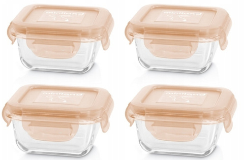 MINILAND Pojemniki kwadratowe 4x160ml - Królik