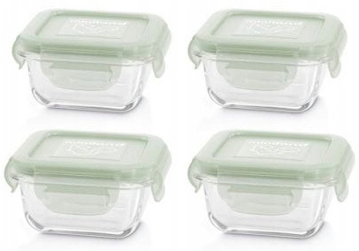 MINILAND Pojemniki szklane kwadratowe 4x160ml - Wiewiórka