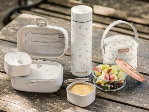 MINILAND Pojemniki szklane kwadratowe 4x160ml - Wiewiórka