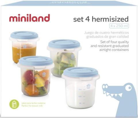 MINILAND ZESTAW POJEMNIKÓW NA ŻYWNOŚĆ DLA NIEMOWLĄT 4X250ML