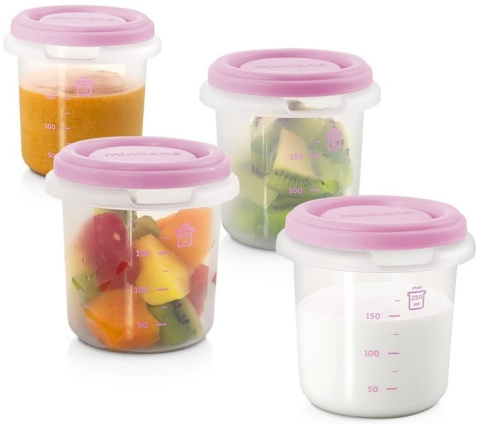 MINILAND ZESTAW POJEMNIKÓW NA ŻYWNOŚĆ DLA NIEMOWLĄT 4X250ML