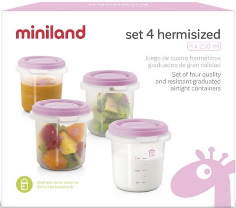 MINILAND ZESTAW POJEMNIKÓW NA ŻYWNOŚĆ DLA NIEMOWLĄT 4X250ML