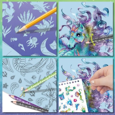 Nebulous Stars Duży szkicownik z kredkami i naklejkami L Konie Ariaz i Joyiaz