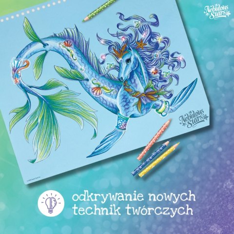 Nebulous Stars Duży szkicownik z kredkami i naklejkami L Konie Ariaz i Joyiaz