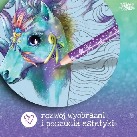 Nebulous Stars Duży szkicownik z kredkami i naklejkami L Konie Ariaz i Joyiaz