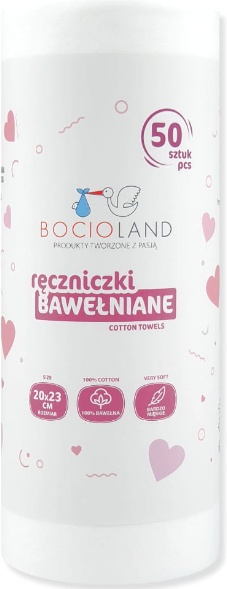 BOCIOLAND RĘCZNICZKI BAWEŁNIANE NA ROLCE 20X23 CM 50 SZT