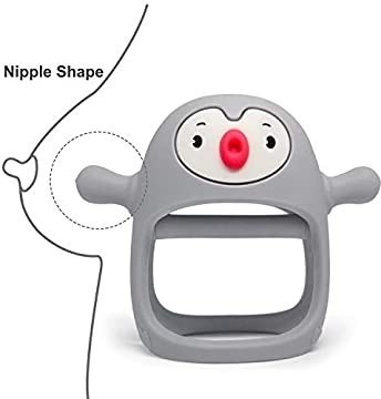 Smily Mia Gryzak Silikonowy Pingwin Buddy Light Grey