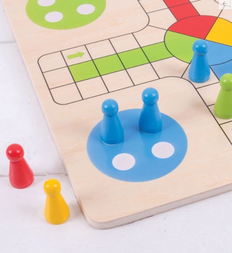 GRA PLANSZOWA CHIŃCZYK LUDO TRADYCYJNA DREWNIANA GRA MONTESSORI BIGJIGS