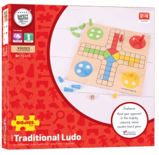 GRA PLANSZOWA CHIŃCZYK LUDO TRADYCYJNA DREWNIANA GRA MONTESSORI BIGJIGS