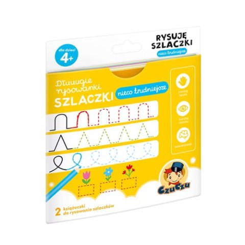 CzuCzu Książeczka edukacyjna Rysuję szlaczki trudniejsze 4+