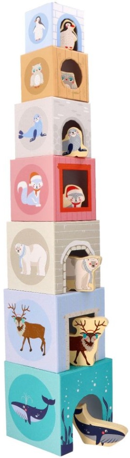 OUTLET PIRAMIDA WIEŻA KLOCKI KARTONOWE ZWIERZĘTA DOMKI ADAM TOYS