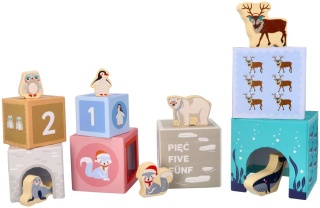 OUTLET PIRAMIDA WIEŻA KLOCKI KARTONOWE ZWIERZĘTA DOMKI ADAM TOYS