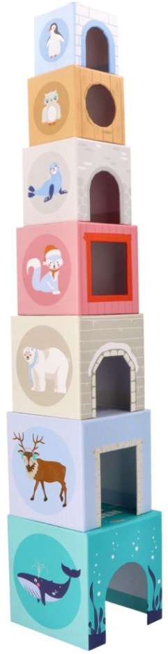OUTLET PIRAMIDA WIEŻA KLOCKI KARTONOWE ZWIERZĘTA DOMKI ADAM TOYS
