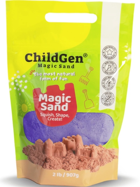 ChildGen, Piasek kinetyczny 100% NATURALNY SKŁAD, opakowanie re-fill uzupełniające 907g, kolor fioletowy, pachnący