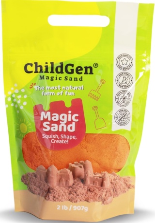 ChildGen, Piasek kinetyczny, 100% NATURALNY SKŁAD, opakowanie re-fill uzupełniające 907g, kolor pomarańczowyy