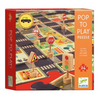 Puzzle ulice w mieście ze znakami drogow. DJ07161