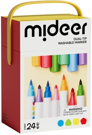 mideer Zmywalne markery z podwójną końcówką (24 kolory) MD4309