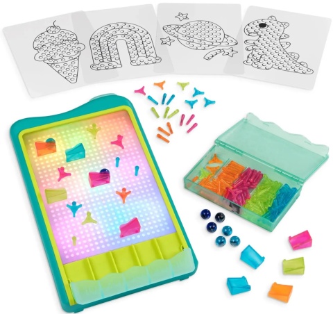 B.TOYS Light-Up Marble Drop – podświetlany tor kulkowy i świetlna tablica artystyczna 2w1 (180 el.)