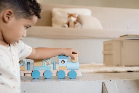 Little Dutch Pociąg Drewniany dla dzieci Forest Friends FSC niebieski