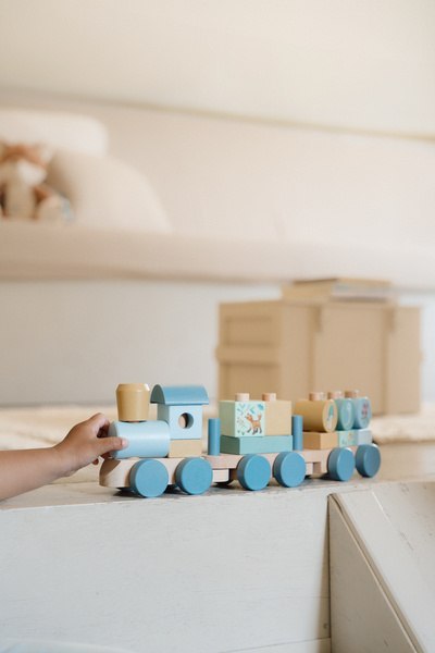 Little Dutch Pociąg Drewniany dla dzieci Forest Friends FSC niebieski