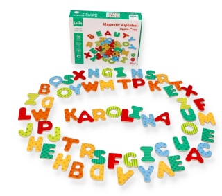 Lelin Nowy magnetyczny alfabet - drewniane literki + POLSKIE ZNAKI