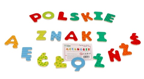 Lelin Nowy magnetyczny alfabet - drewniane literki + POLSKIE ZNAKI