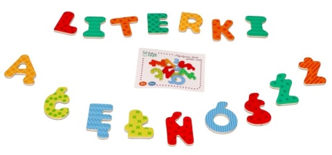 Lelin Nowy magnetyczny alfabet - drewniane literki + POLSKIE ZNAKI