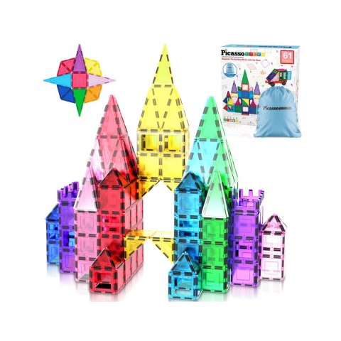 PICASSO Zestaw 61 Elementów W Worku, klocki magnetyczne