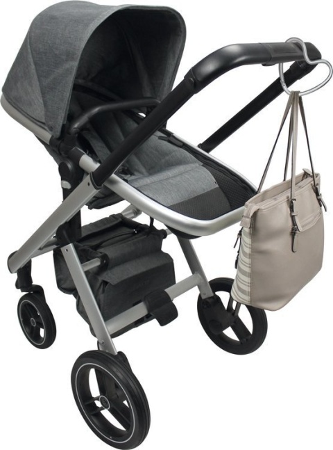 Dooky hak do wózka dziecięcego - Karabińczyk na wózek, Serce Matt Silver