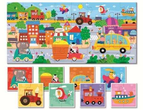 Baby puzzle – DWUSTRONNE puzzle dla najmłodszych – ŚRODKI TRANSPORTU