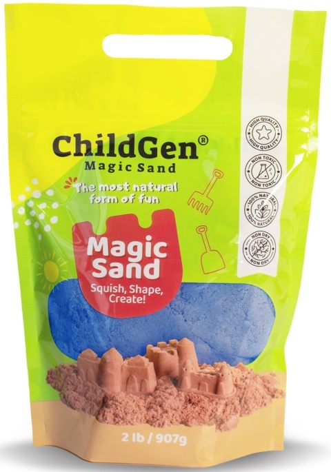 ChildGen, Piasek kinetyczny 100% NATURALNY SKŁAD, opakowanie re-fill uzupełniające 907g, kolor niebieski, pachnący