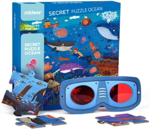 mideer Sekretne puzzle z okularami 3D – Ocean (35 elementów)