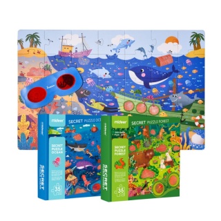 mideer Sekretne puzzle z okularami 3D – Ocean (35 elementów)