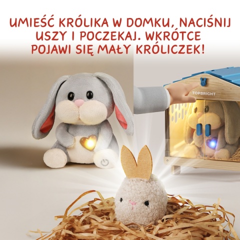 Topbright Pluszowa zabawka interaktywna Mummy Bunny - Zestaw edukacyjny opiekuna króliczka 36m+