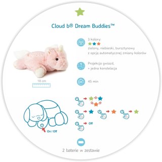 Cloud b Lampka nocna z projekcją świetlną - Jednorożec, Dream Buddies Ella the Unicorn