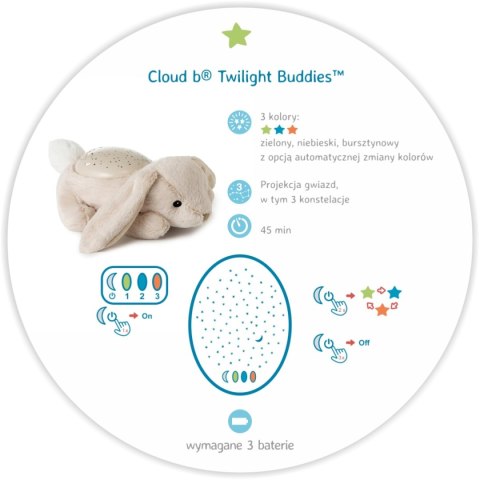 Cloud b Lampka nocna z projekcją świetlną - Króliczek, Twilight Buddies