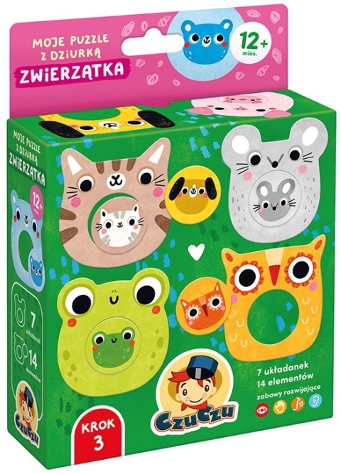 CzuCzu Moje puzzle z dziurką Zwierzątka, 12m+