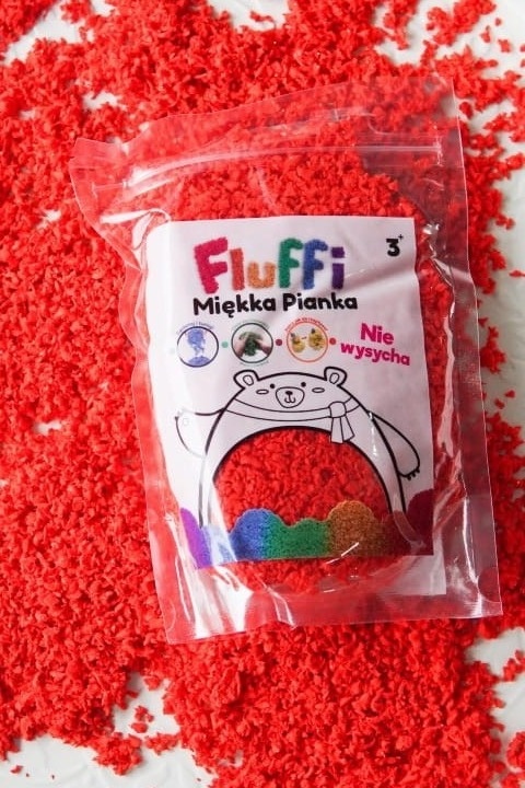 FLUFFI miękka pianka sensoryczna, CZERWONA 50g