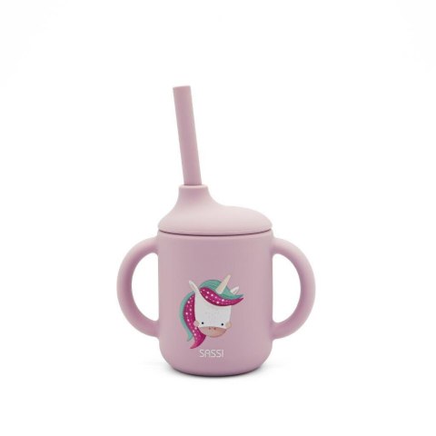 SASSI Kubek silikonowy z rurką Jednorożec