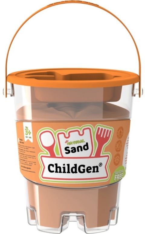 Piasek kinetyczny z foremką 500g, zapach brzoskwiniowy, kolor pomarańczowy