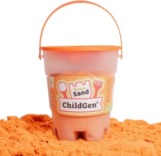 Piasek kinetyczny z foremką 500g, zapach brzoskwiniowy, kolor pomarańczowy