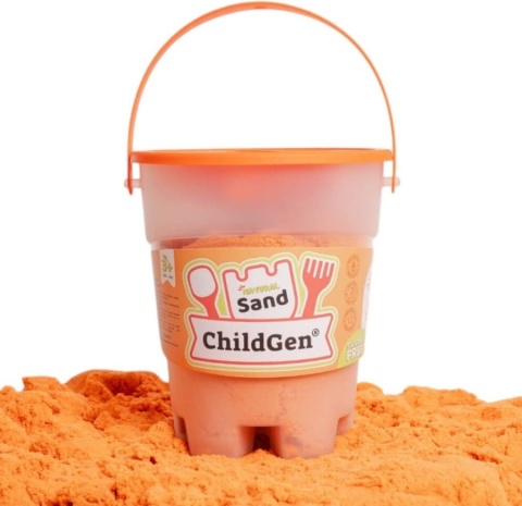 Piasek kinetyczny z foremką 500g, zapach brzoskwiniowy, kolor pomarańczowy