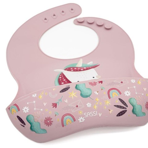 SASSI Śliniak silikonowy z kieszonką Jednorożec