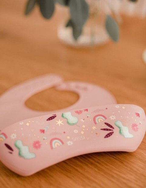 SASSI Śliniak silikonowy z kieszonką Jednorożec