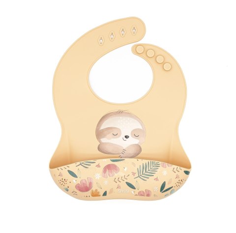 SASSI Śliniak silikonowy z kieszonką Leniwiec