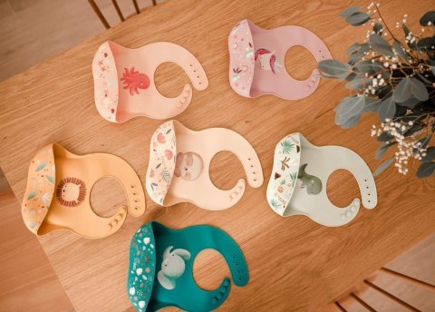 SASSI Śliniak silikonowy z kieszonką Leniwiec